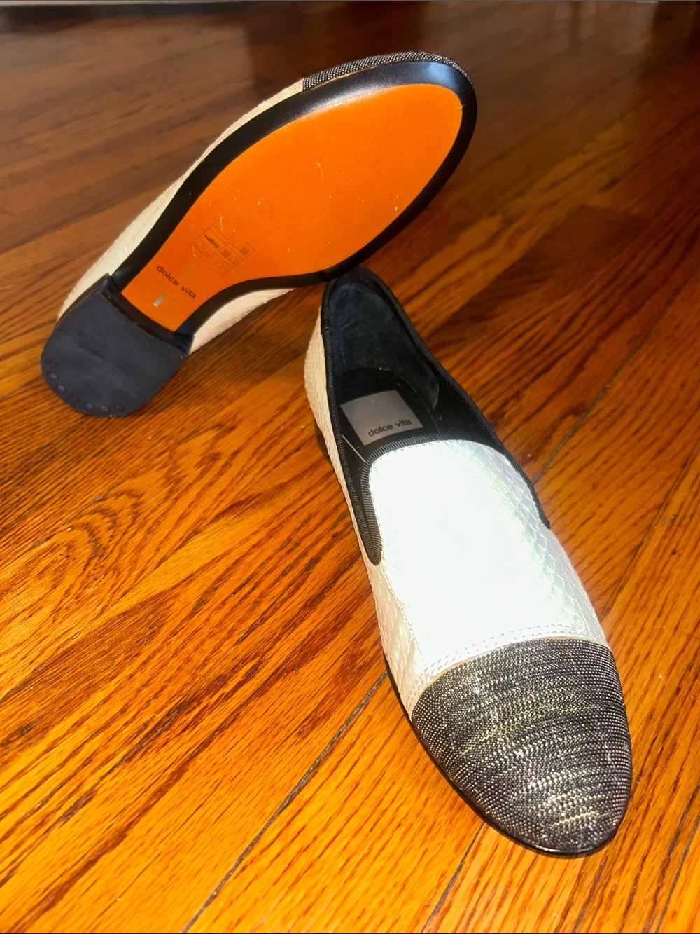 Dolce Vita White and Black Textured Slip-On Loafer
